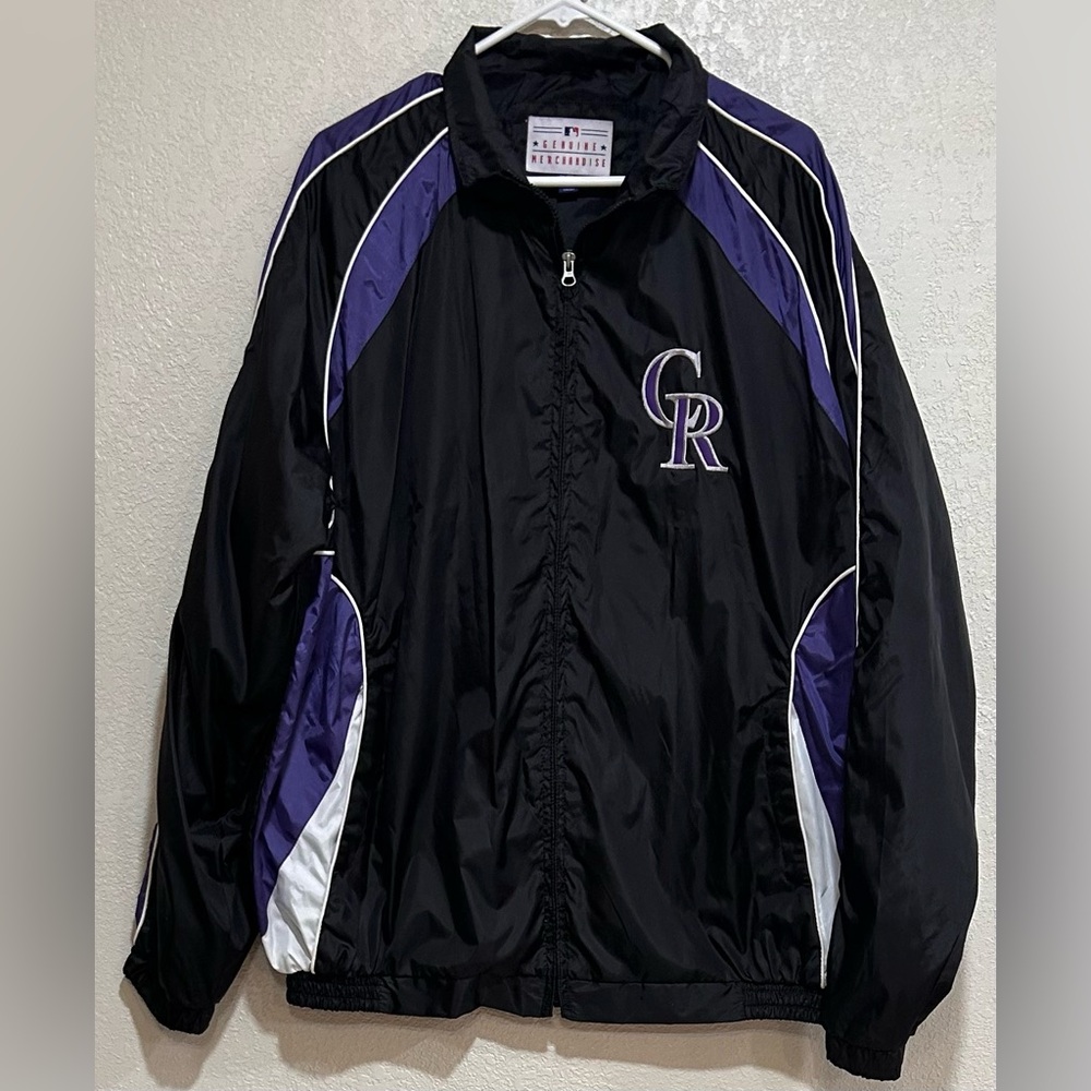 Vintage Colorado Rockies Jacket Mens XL Black Full-Zip Genuine Merchandise MLB